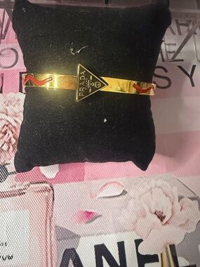 18k gold plated stainless steel Gold Cuff Bracelet with Red Enamel Accents